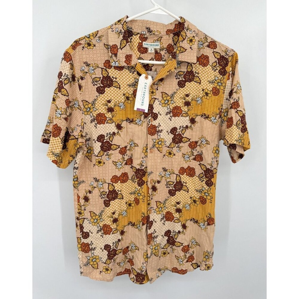 EARTHBOUND Floral Short Sleeve Camp Shirt Mens Sz‎ S NWT